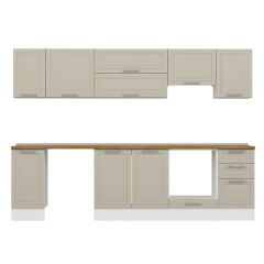 Alvinka 295X210 Cm Klasik Mebran Mutfak Dolabı M-E90S40S45-1 Mebran | Kumtaşı - Suntalam