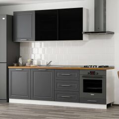 Minar 240 Cm Mbr C+Alm. Cam Mutfak Dolabı Byz Ant 240-Mcacba3