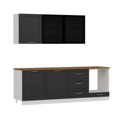 Minar 240 Cm Mbr C+Alm. Cam Mutfak Dolabı Byz Ant 240-Mcacba3