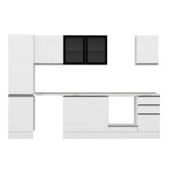 Alvinka 305X210 Cm High Gloss Mutfak Dolabı M-E90S50S45-3 High Gloss | Beyaz - Suntalam