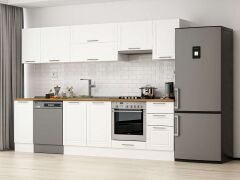 Alvinka 295X210 Cm Klasik Mebran Mutfak Dolabı M-E90S40S45-1 Mebran | Beyaz - Mdf