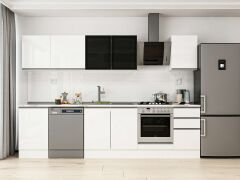 Alvinka 305X210 Cm High Gloss Mutfak Dolabı M-E90S50S45-3 High Gloss | Beyaz - Mdf