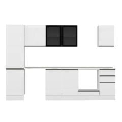 Alvinka 305X210 Cm High Gloss Mutfak Dolabı M-E90S50S45-3 High Gloss | Beyaz - Mdf