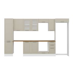 Alvinka 370X222 Cm Klasik Mebran Mutfak Dolabı Mbb-E80B50S40-3 Mebran | Kumtaşı - Suntalam