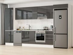 Alvinka 395X222 Cm High Gloss Mutfak Dolabı Mbb-E90B60S45-1 High Gloss | Antrasit - Suntalam