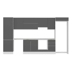 Alvinka 395X222 Cm High Gloss Mutfak Dolabı Mbb-E90B60S45-1 High Gloss | Antrasit - Suntalam