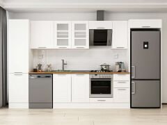 Alvinka 370X222 Cm Klasik Mebran Mutfak Dolabı Mbb-E80B50S40-3 Mebran | Beyaz - Mdf