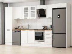 Alvinka 370X222 Cm Klasik Mebran Mutfak Dolabı Mbb-E80B50S40-3 Mebran | Beyaz - Mdf