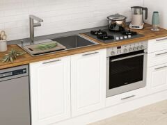 Alvinka 370X222 Cm Klasik Mebran Mutfak Dolabı Mbb-E80B50S40-3 Mebran | Beyaz - Mdf