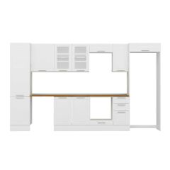 Alvinka 370X222 Cm Klasik Mebran Mutfak Dolabı Mbb-E80B50S40-3 Mebran | Beyaz - Mdf