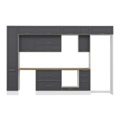 Alvinka 360X240 Cm Klasik Mebran Mutfak Dolabı Mbb-E80B40S40-2 Mebran | Antrasit - Suntalam