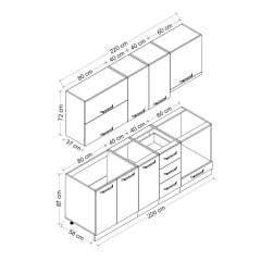 Minar 220 Cm Mutfak Dolabı Beyaz 220-B9