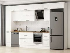 Alvinka 360X240 Cm Klasik Mebran Mutfak Dolabı Mbb-E80B40S40-2 Mebran | Beyaz - Mdf