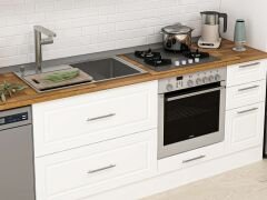 Alvinka 360X240 Cm Klasik Mebran Mutfak Dolabı Mbb-E80B40S40-2 Mebran | Beyaz - Mdf