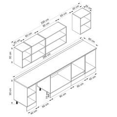 Alvinka 295X210 Cm Klasik Mebran Mutfak Dolabı M-E90S40S45-2 Mebran | Antrasit - Suntalam