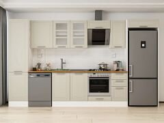 Alvinka 370X222 Cm Klasik Mebran Mutfak Dolabı Mbb-E80B50S40-3 Mebran | Kumtaşı - Mdf