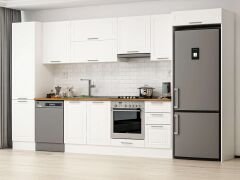 Alvinka 375X222 Cm Klasik Mebran Mutfak Dolabı Mbb-E80B50S45-1 Mebran | Beyaz - Suntalam