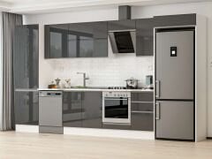 Alvinka 395X222 Cm High Gloss Mutfak Dolabı Mbb-E90B60S45-2 High Gloss | Antrasit - Mdf