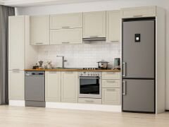 Alvinka 375X222 Cm Klasik Mebran Mutfak Dolabı Mbb-E80B50S45-1 Mebran | Kumtaşı - Suntalam