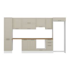 Alvinka 375X222 Cm Klasik Mebran Mutfak Dolabı Mbb-E80B50S45-1 Mebran | Kumtaşı - Suntalam