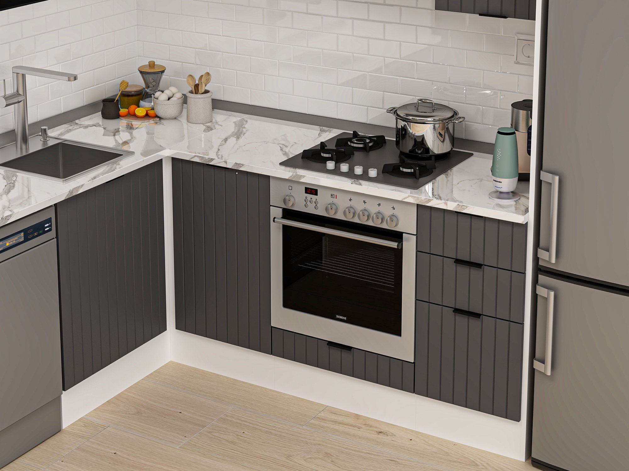 MDF Mebran Modern Mutfak Dolabı